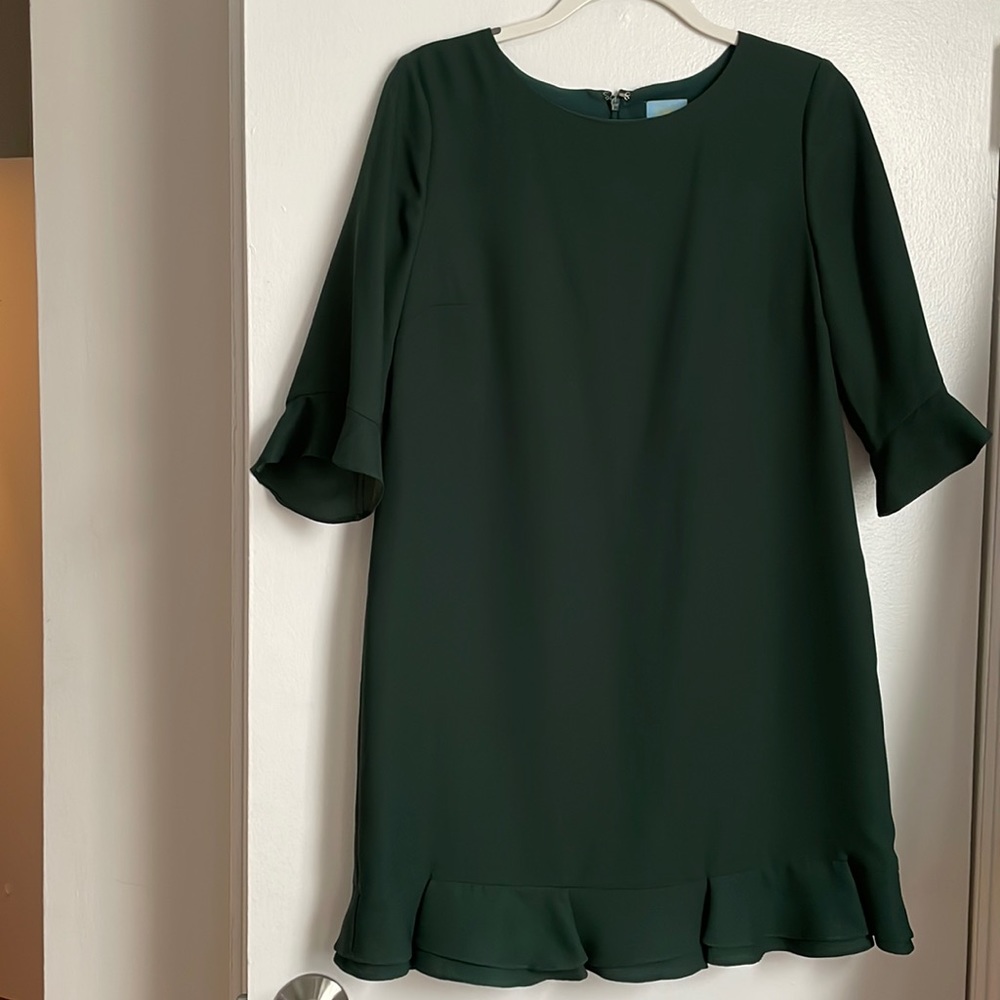 CeCe Kate 3/4 length ruffle sleeve dress in greatharbo